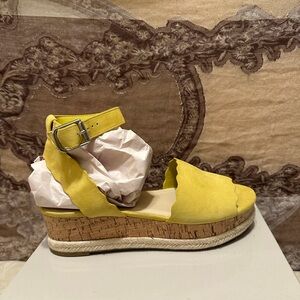 Cute Marc Fisher yellow suede espadrille size 10